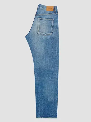 Saint Laurent Men's Tapered High-Rise Jeans - Costa Rica Blue - Size 33 | Thumbnail 2