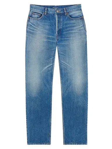 Saint Laurent Men's Tapered High-Rise Jeans - Costa Rica Blue - Size 33 | Thumbnail 1