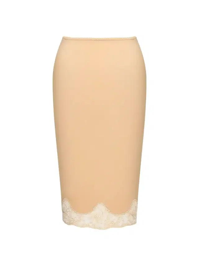 Saint Laurent Women's Laced Half-Slip Skirt in Silk Satin - Beige