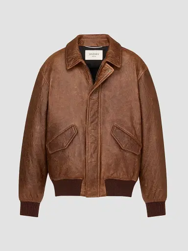 Saint Laurent Men's Jacket in Vintage Grained Lambskin - Marron Terracotta | Thumbnail 4