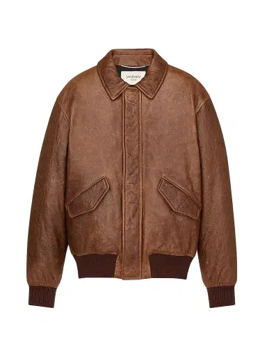 Saint Laurent Men's Jacket in Vintage Grained Lambskin - Marron Terracotta | Thumbnail 1