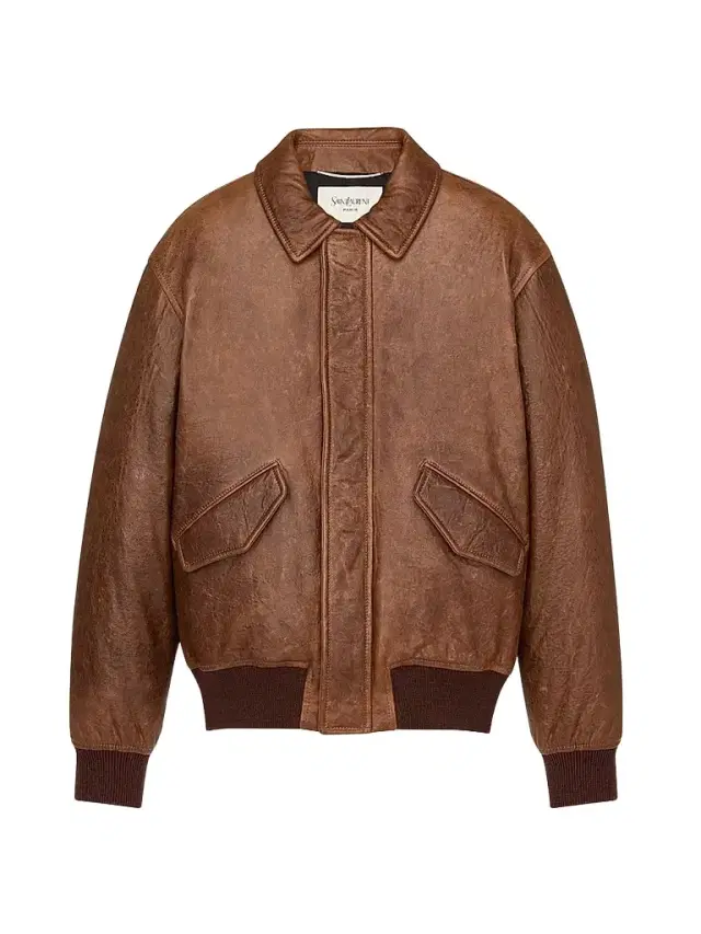 Men's Jacket in Vintage Grained Lambskin - Marron Terracotta