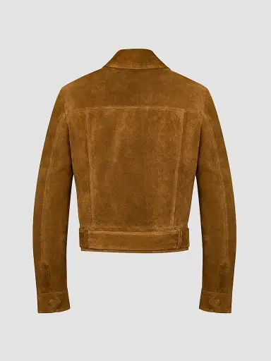 Saint Laurent Women's Jacket in Vintage Split Leather - Noix | Thumbnail 2 Saint Laurent Women's Jacket in Vintage Split Leather - Noix | Thumbnail 2