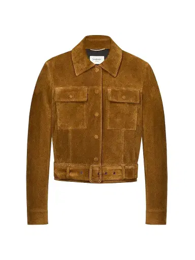 Saint Laurent Women's Jacket in Vintage Split Leather - Noix | Thumbnail 1 Saint Laurent Women's Jacket in Vintage Split Leather - Noix | Thumbnail 1
