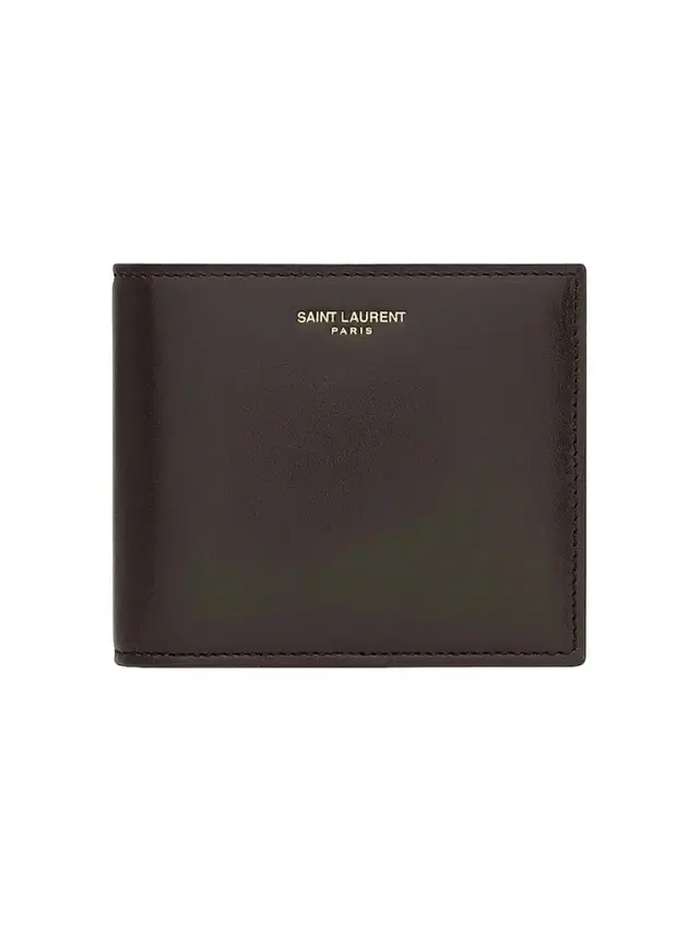 Saint Laurent Men's East-West Wallet in Two-Tone Smooth Leather - Dark Chocolate
