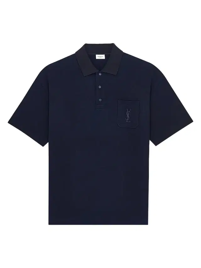 Saint Laurent Men's Cassandre Polo Shirt in Cotton Pique - Bleu Minuit