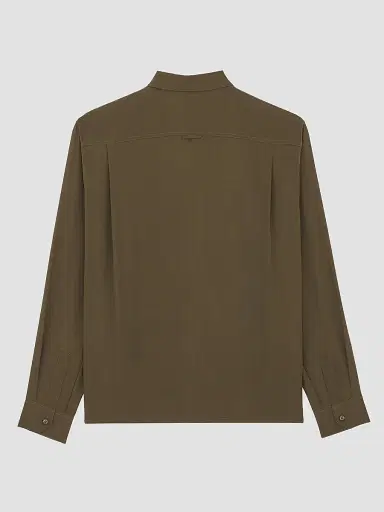 Saint Laurent Men's Shirt in Silk Satin-Back Crepe - Kaki - Size 16.5 | Thumbnail 2 Saint Laurent Men's Shirt in Silk Satin-Back Crepe - Kaki - Size 16.5 | Thumbnail 2