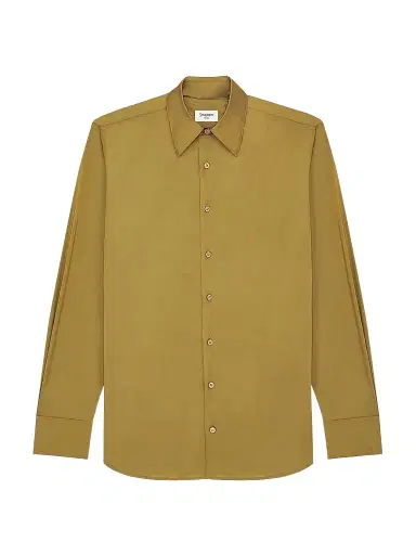 Saint Laurent Men's Shirt in Taffeta - Kaki Mordore | Thumbnail 1 Saint Laurent Men's Shirt in Taffeta - Kaki Mordore | Thumbnail 1