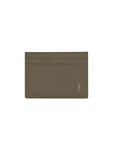 Saint Laurent Men's Tiny Cassandre Card Case in Grained Leather | Thumbnail 1 Saint Laurent Men's Tiny Cassandre Card Case in Grained Leather | Thumbnail 1