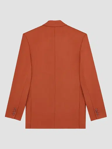 Saint Laurent Women's Double-Breasted Jacket in Wool Gabardine - Brique | Thumbnail 2