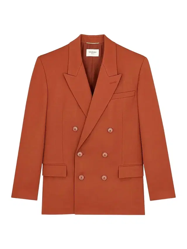 Women's Double-Breasted Jacket in Wool Gabardine - Brique
