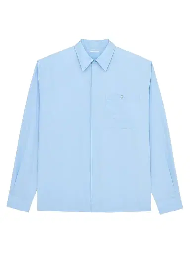 Saint Laurent Men's Shirt in Cotton Poplin - Bleu | Thumbnail 1