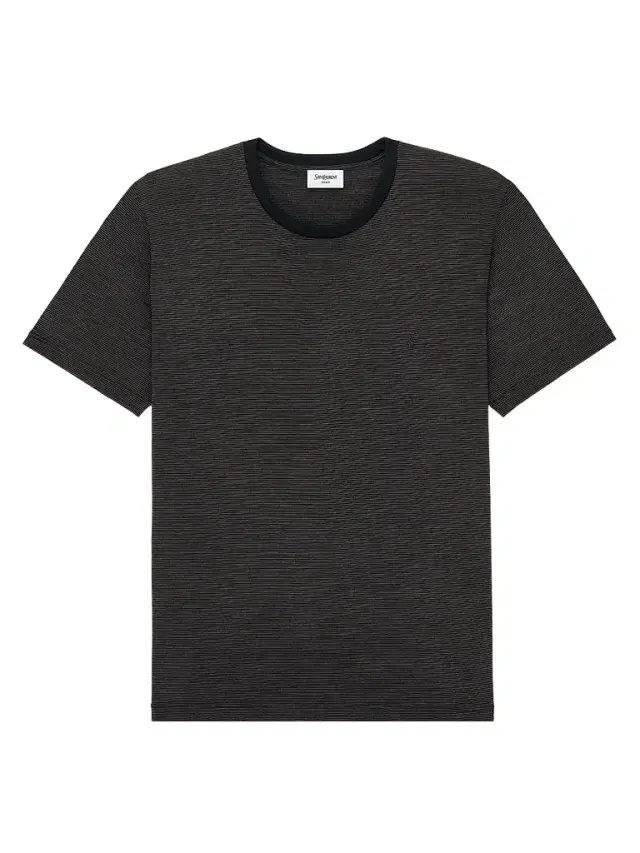 Saint Laurent Men's Cassandre T-Shirt in Striped Wool - Noir Marron