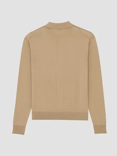 Saint Laurent Men's Polo Shirt in Silk and Cotton Knit - Camel Clair - Size Medium | Thumbnail 2 Saint Laurent Men's Polo Shirt in Silk and Cotton Knit - Camel Clair - Size Medium | Thumbnail 2
