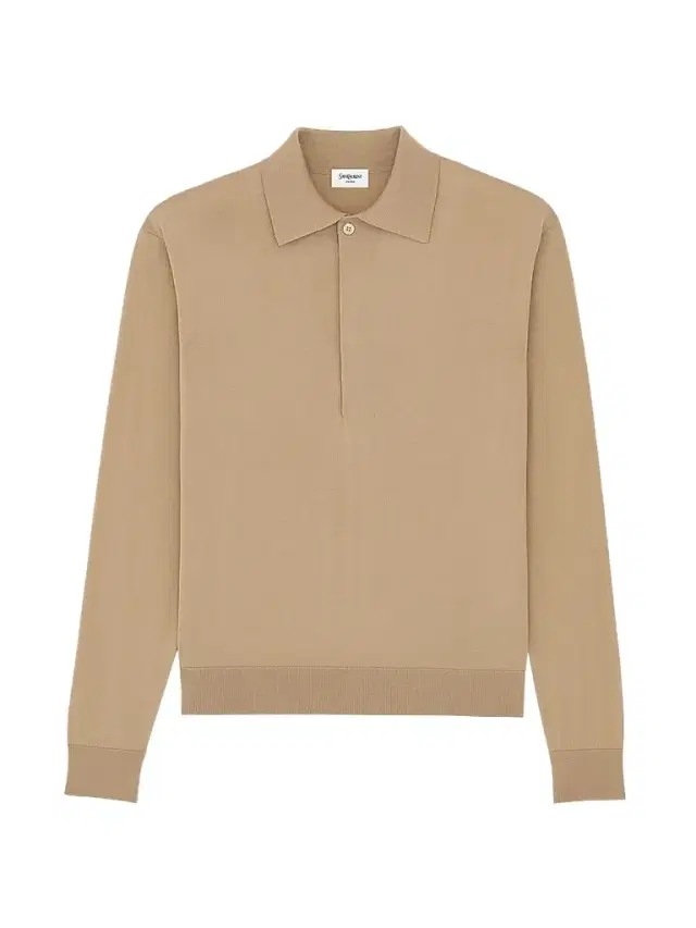 Saint Laurent Men's Polo Shirt in Silk and Cotton Knit - Camel Clair
