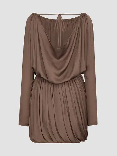 Saint Laurent Women's Cowl-Back Dress in Taffeta | Thumbnail 2 Saint Laurent Women's Cowl-Back Dress in Taffeta | Thumbnail 2