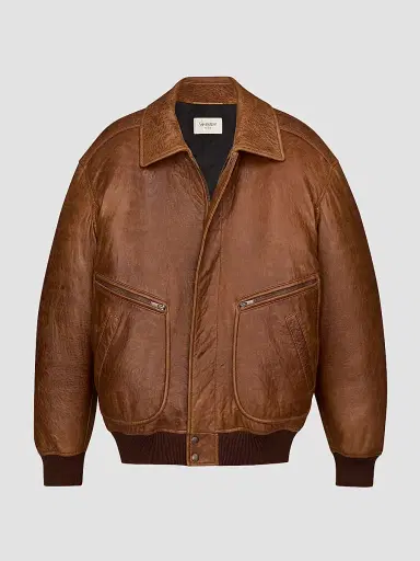 Saint Laurent Women's Padded Bomber Jacket - Marron Terracotta | Thumbnail 4