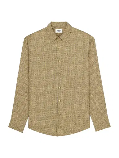 Saint Laurent Men's Shirt in Geometric Silk - Jaune Gris | Thumbnail 1 Saint Laurent Men's Shirt in Geometric Silk - Jaune Gris | Thumbnail 1
