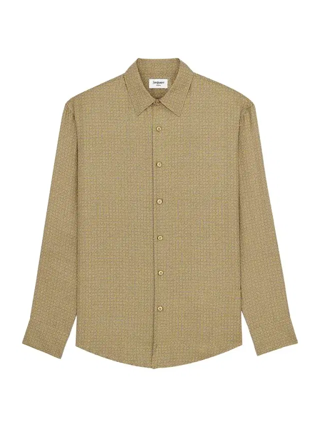 Men's Shirt in Geometric Silk - Jaune Gris