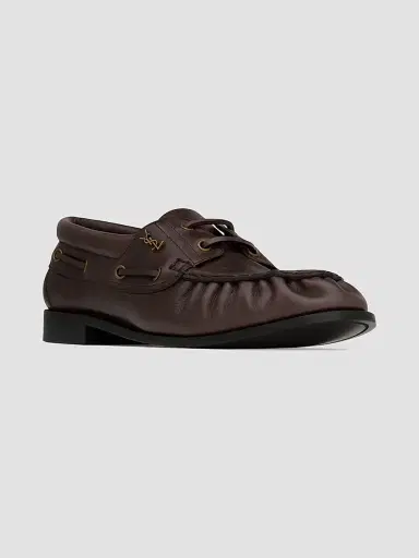 Saint Laurent Men's Le Loafers Bateau in Smooth Leather - Paris Brown - Size 12.5 | Thumbnail 2 Saint Laurent Men's Le Loafers Bateau in Smooth Leather - Paris Brown - Size 12.5 | Thumbnail 2