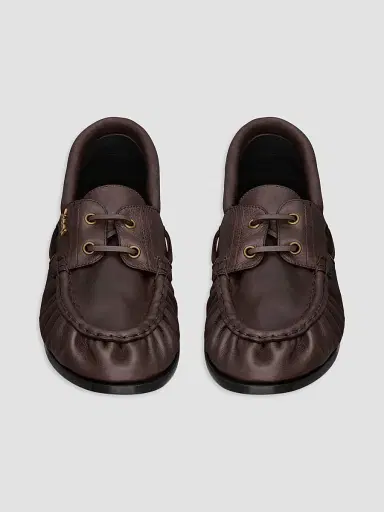 Saint Laurent Men's Le Loafers Bateau in Smooth Leather - Paris Brown - Size 12.5 | Thumbnail 3 Saint Laurent Men's Le Loafers Bateau in Smooth Leather - Paris Brown - Size 12.5 | Thumbnail 3