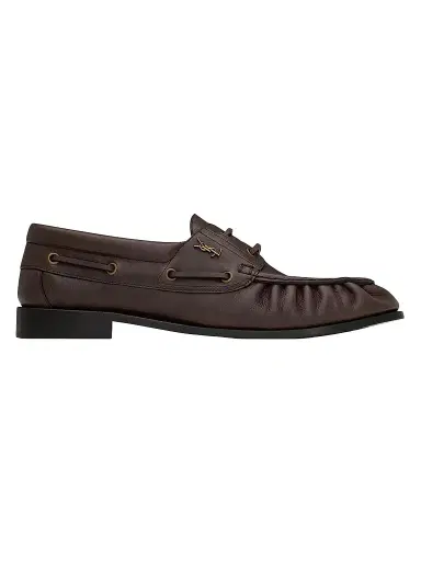 Saint Laurent Men's Le Loafers Bateau in Smooth Leather - Paris Brown - Size 12.5 | Thumbnail 1 Saint Laurent Men's Le Loafers Bateau in Smooth Leather - Paris Brown - Size 12.5 | Thumbnail 1