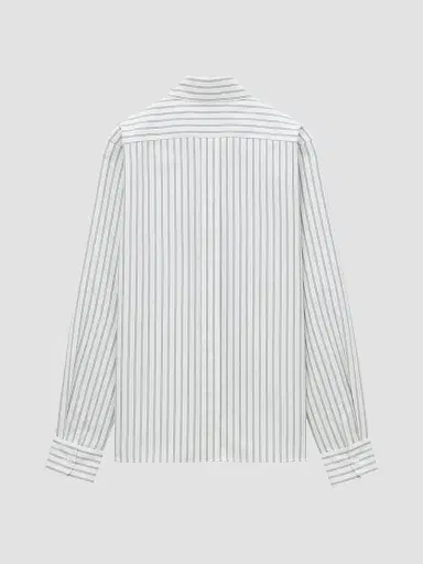 Saint Laurent Men's Cassandre Shirt in Striped Cotton - Craie Taupe Noir | Thumbnail 2 Saint Laurent Men's Cassandre Shirt in Striped Cotton - Craie Taupe Noir | Thumbnail 2