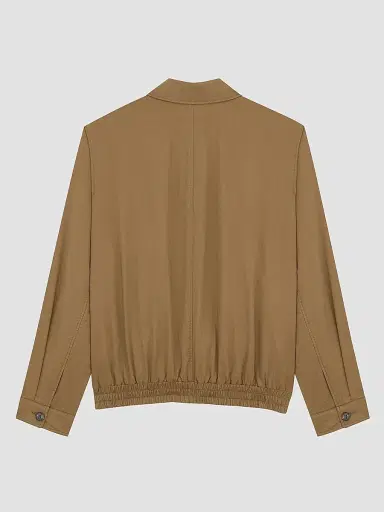 Saint Laurent Men's Cassandre Short Jacket in Cotton Serge - Taupe Caucase | Thumbnail 2