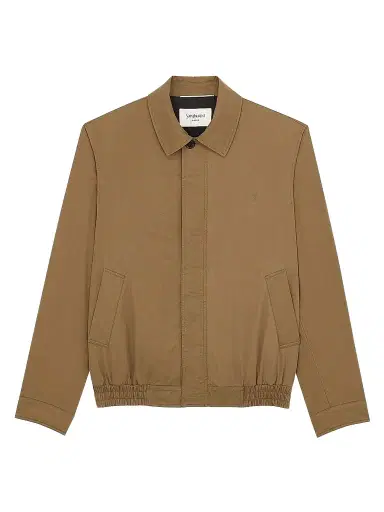 Saint Laurent Men's Cassandre Short Jacket in Cotton Serge - Taupe Caucase | Thumbnail 1