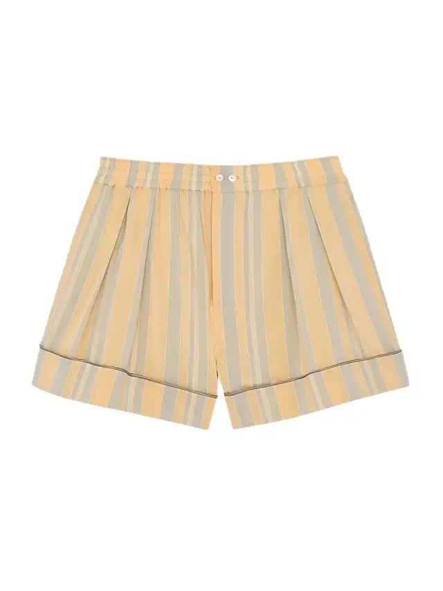 Men's Pajama Shorts in Striped Cotton and Silk - Jaune Taupe