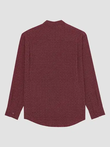 Saint Laurent Men's Cassandre Dotted Shirt in Crepe De Chine - Bordeaux Craie - Size 15.5 | Thumbnail 2