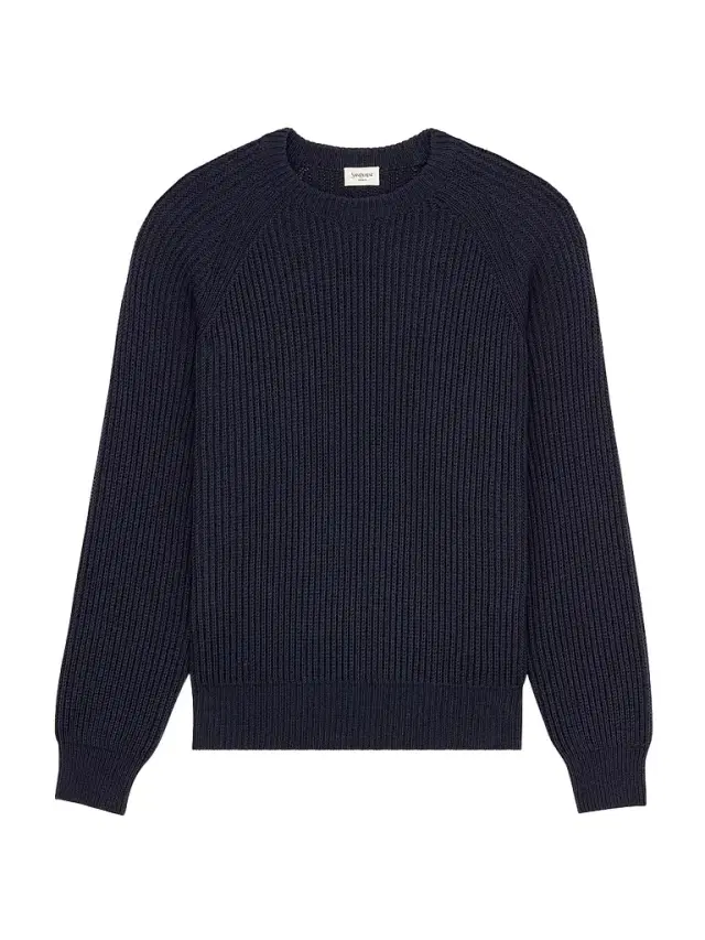Men's Crewneck Sweater in Cotton - Marine