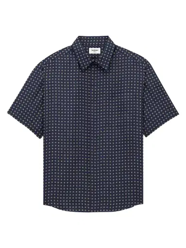 Saint Laurent Men's Shirt in Square Silk - Marine | Thumbnail 1 Saint Laurent Men's Shirt in Square Silk - Marine | Thumbnail 1