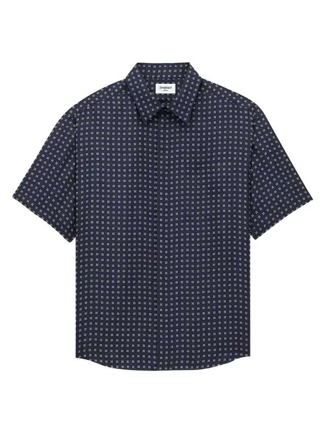 Men's Shirt in Square Silk - Marine