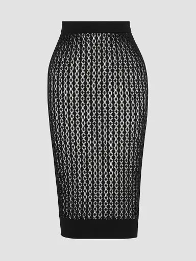 Saint Laurent Women's Midi Skirt in Pointelle Knit | Thumbnail 2 Saint Laurent Women's Midi Skirt in Pointelle Knit | Thumbnail 2