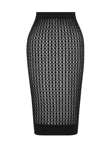 Saint Laurent Women's Midi Skirt in Pointelle Knit | Thumbnail 1 Saint Laurent Women's Midi Skirt in Pointelle Knit | Thumbnail 1