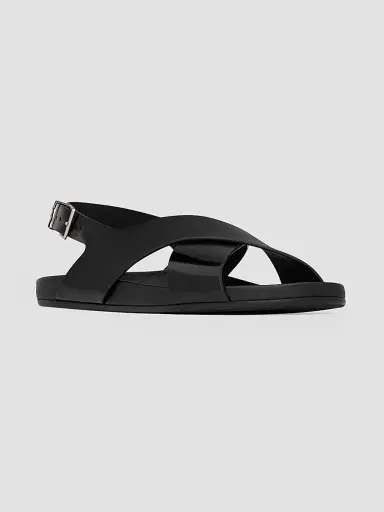 Saint Laurent Men's Helios Sandals in Glazed Leather - Black - Size 10.5 | Thumbnail 2 Saint Laurent Men's Helios Sandals in Glazed Leather - Black - Size 10.5 | Thumbnail 2