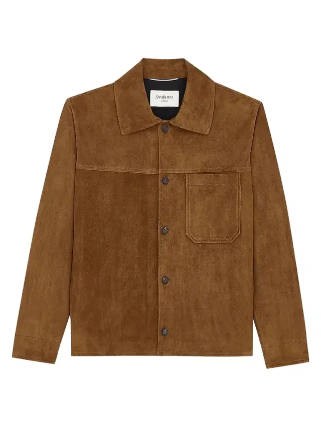 Saint Laurent Men's Overshirt in Suede - Rhum Ambre