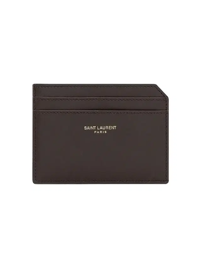Saint Laurent Men's Open Card Case in Two-Tone Smooth Leather - Dark Chocolate Bordeaux