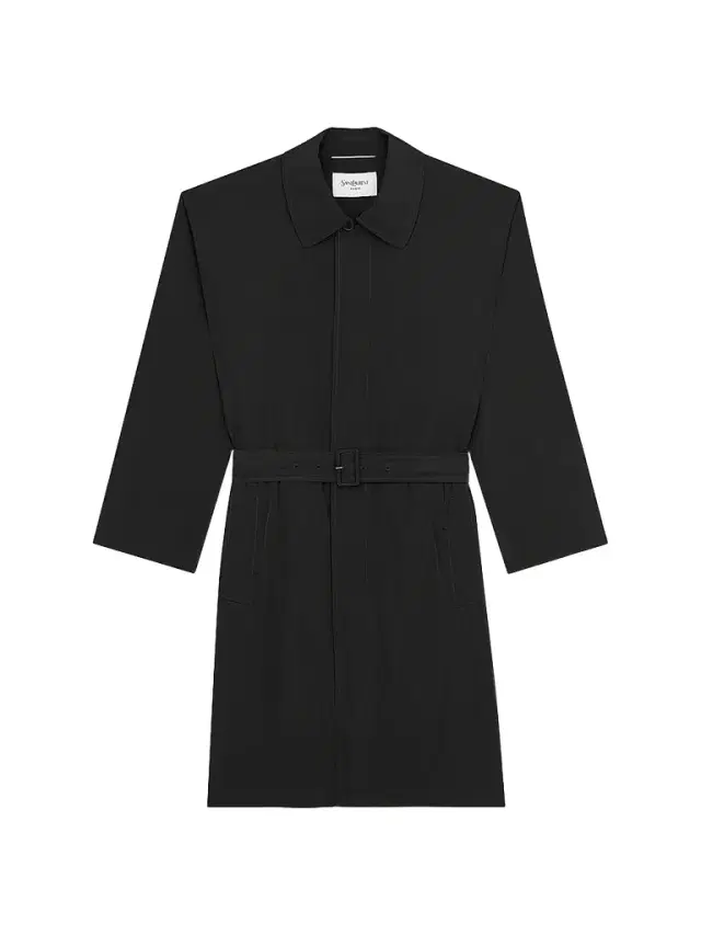 Men's Water-Repellent Trench Coat in Crinkled Nylon - Noir