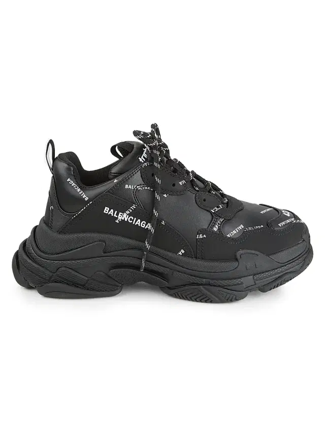 Balenciaga Men's Triple S Sneaker Allover Logo - Black White