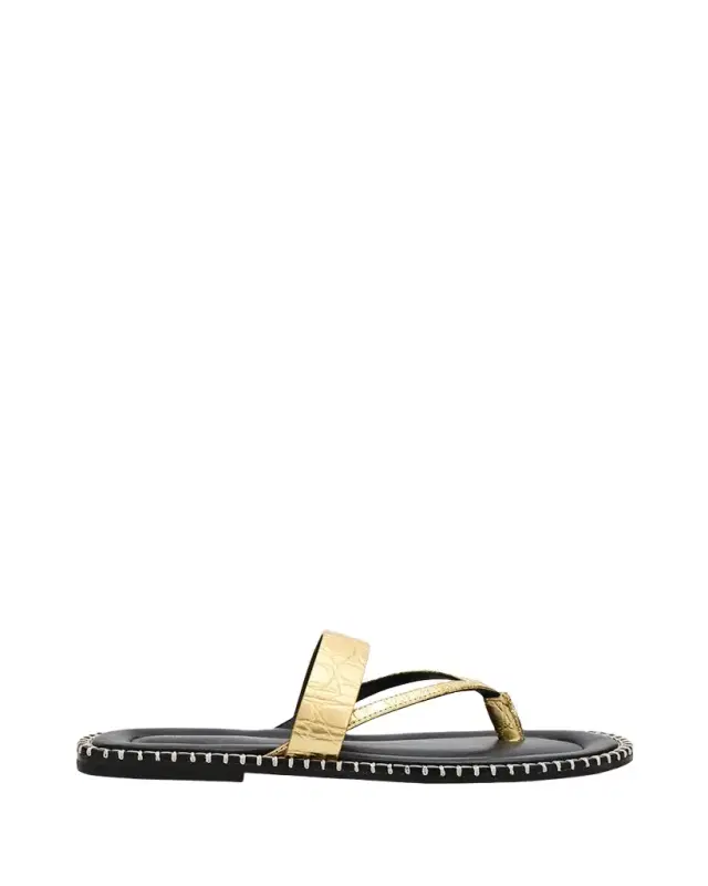 Dries Van Noten Croc-Effect Leather Flat Thong Sandals