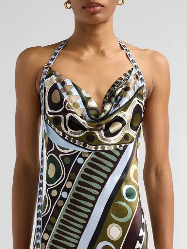Pucci Women's L'Alba Printed Halter Maxi Dress - Khaki Blue | Thumbnail 5