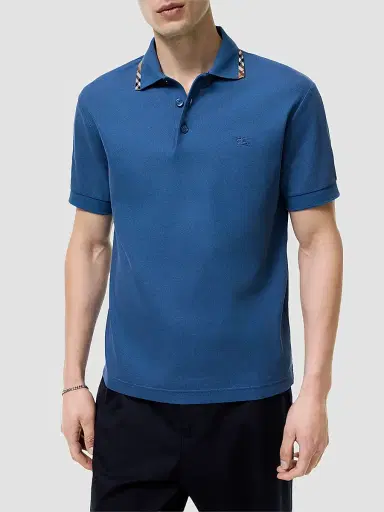Burberry Men's Eddie Check Collar Polo Shirt - Officers Blue - Size XXL | Thumbnail 2