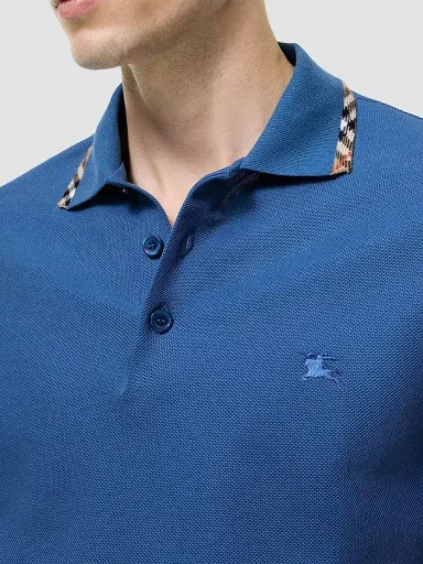 Burberry Men's Eddie Check Collar Polo Shirt - Officers Blue - Size XXL | Thumbnail 3