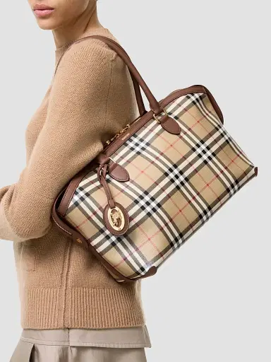 Burberry Women's Check Zipped Tote | Thumbnail 2