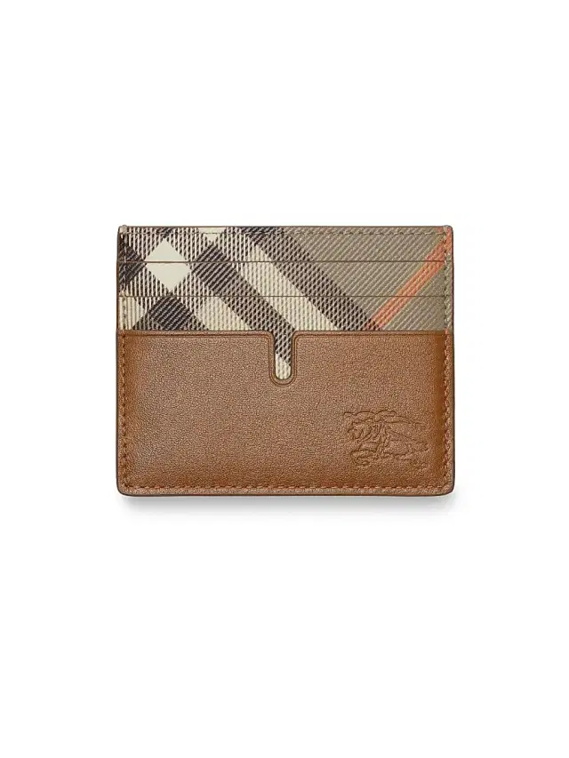 Burberry Men's Pop Check Leather Card Case - Finch Brown Hazel