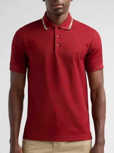 Burberry Men's Eddie Check Collar Polo Shirt - Auburn Brown - Size XXL | Thumbnail 5 Burberry Men's Eddie Check Collar Polo Shirt - Auburn Brown - Size XXL | Thumbnail 5