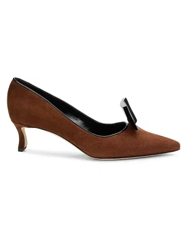 Manolo Blahnik Women's Potoka 50MM Suede Pumps | Thumbnail 1 Manolo Blahnik Women's Potoka 50MM Suede Pumps | Thumbnail 1