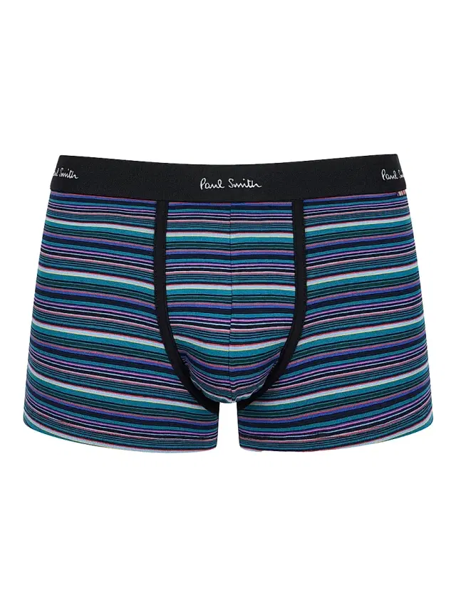 Men's Kenny Striped Stretch Cotton Trunk Brief - Petrol Green